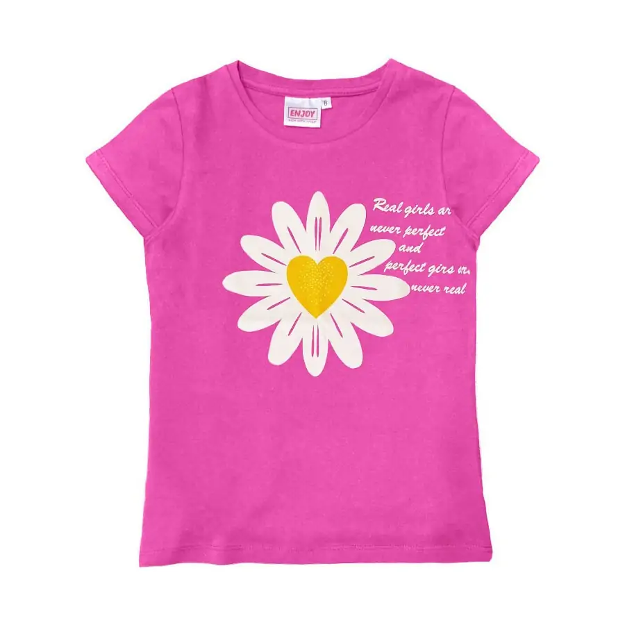 Μπλούζα T-shirt Παιδική για Κορίτσι Enjoy Flower Φούξια