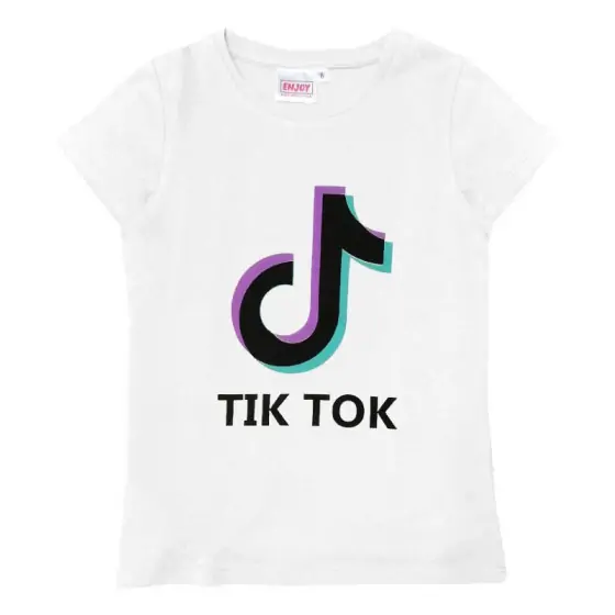 Μπλούζα T-shirt Παιδική για Κορίτσι Enjoy Tik Tok Λευκό 50800