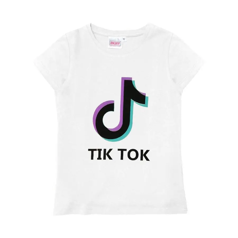 Μπλούζα T-shirt Παιδική για Κορίτσι Enjoy Tik Tok Λευκό